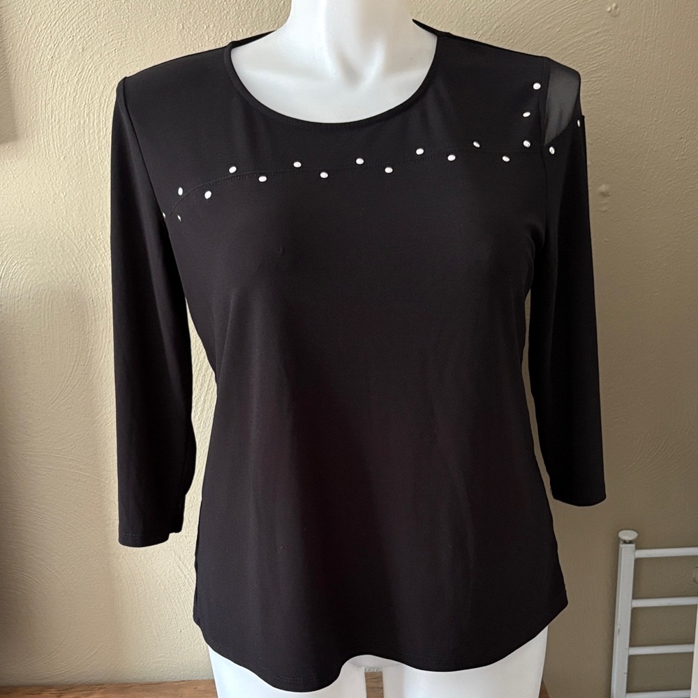 Black Women's Blouse with Stud Accents
